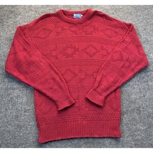 Vintage 90s ITAL Elements Red Textured Knit Sweater USA Made Men's Medium